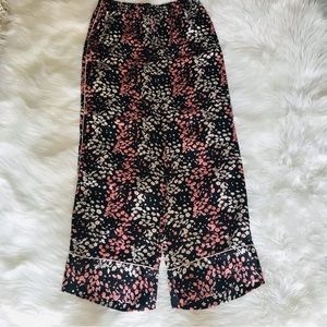 Victoria Secret Satin pajama pants sleep Black Floral Women's M